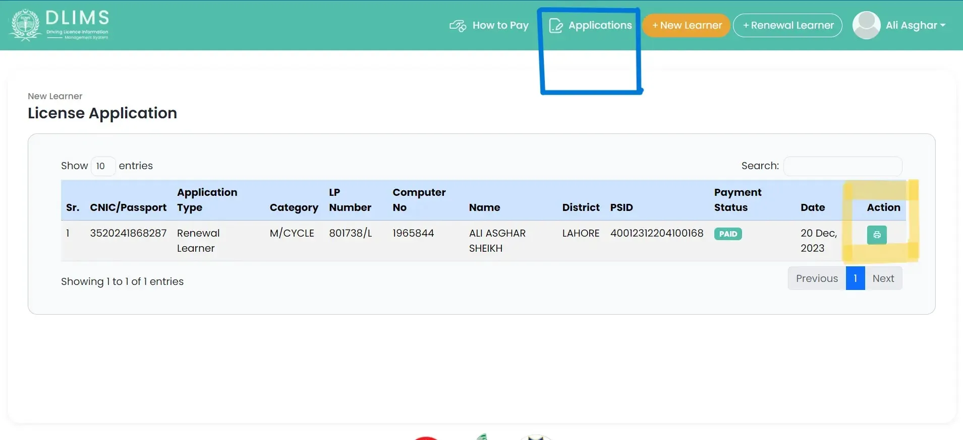 Online Learning License